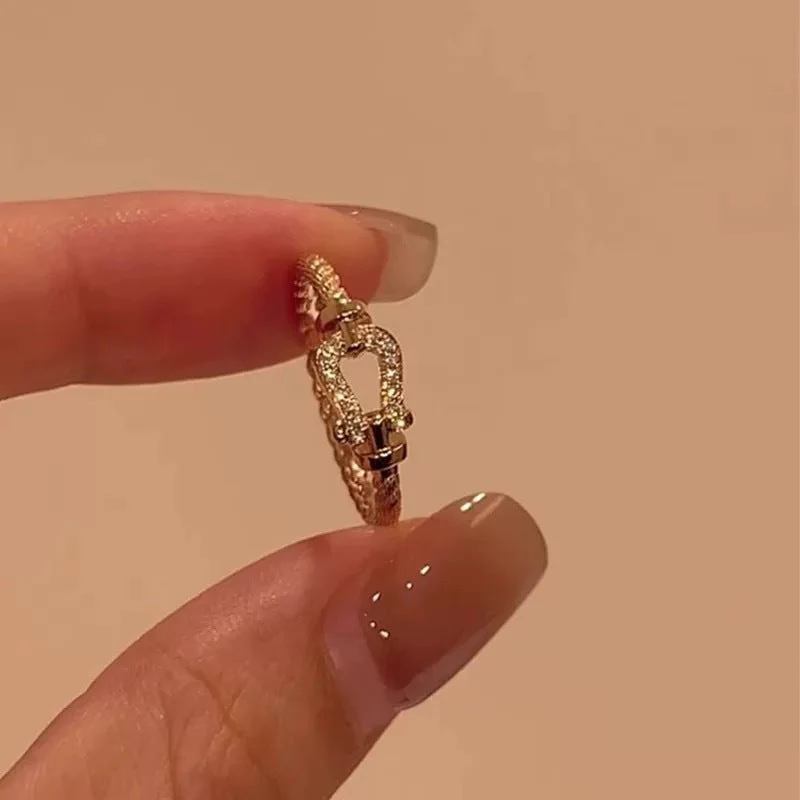 Chic Adjustable U-Shape Statement Ring - Image 3