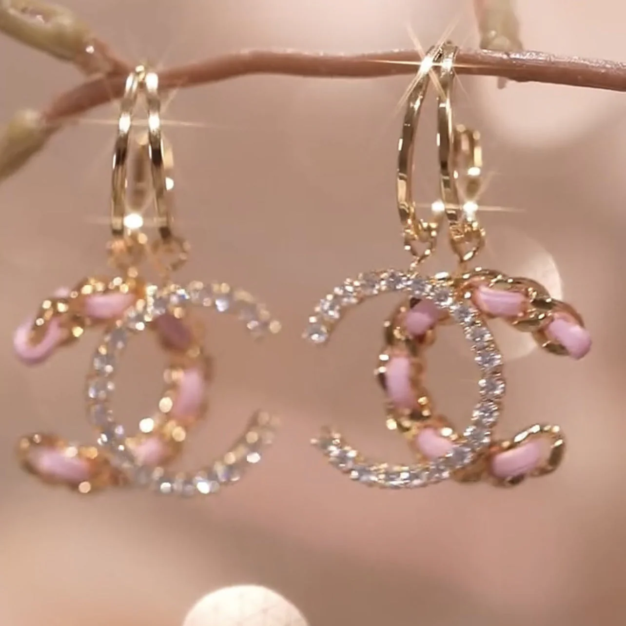 Chic Leather Rhinestone C-Hoop Earrings (3 Colors) - Image 4