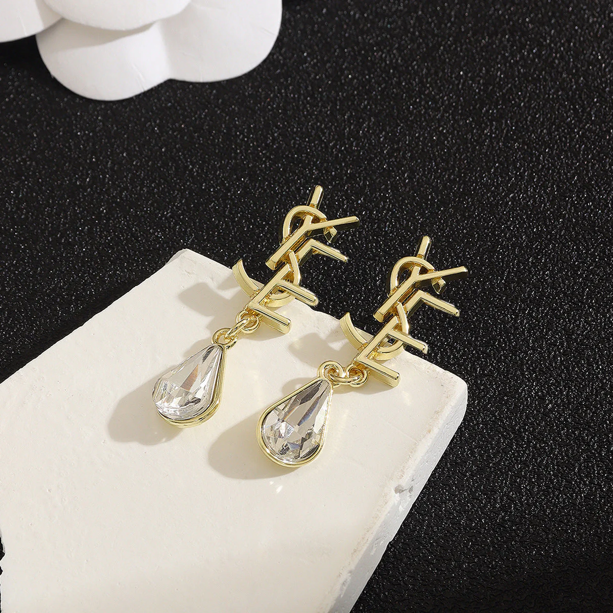 Chic Rhinestone Monogram Earrings - Image 4