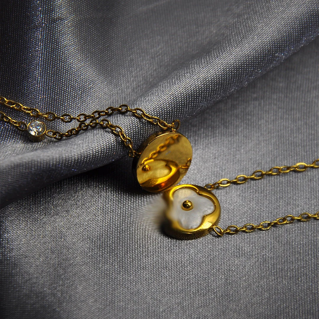 Domed Mother of Pearl Monogram Necklace - Image 2