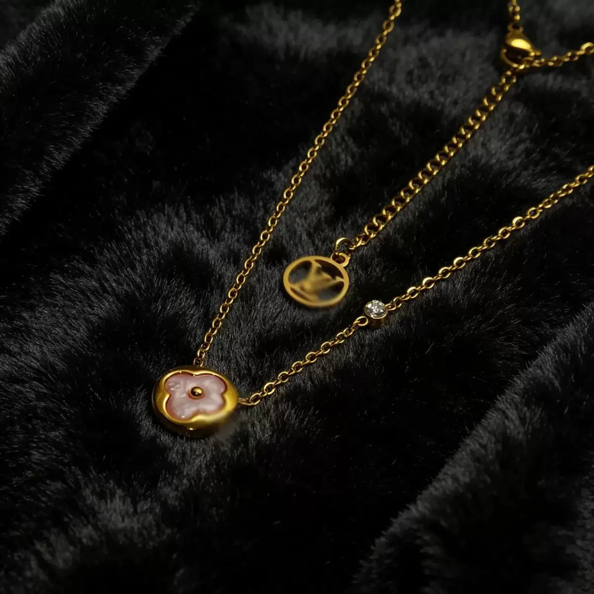 Domed Mother of Pearl Monogram Necklace - Image 3