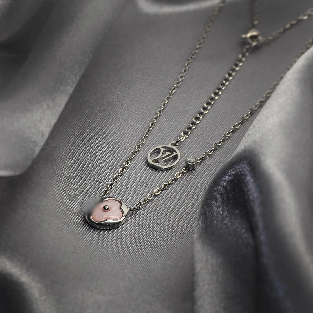 Domed Mother of Pearl Monogram Necklace - Image 4