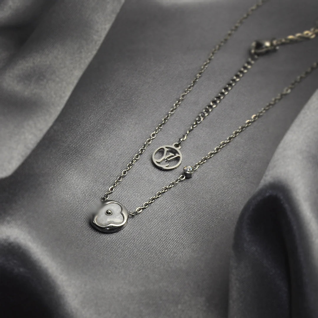 Domed Mother of Pearl Monogram Necklace - Image 5