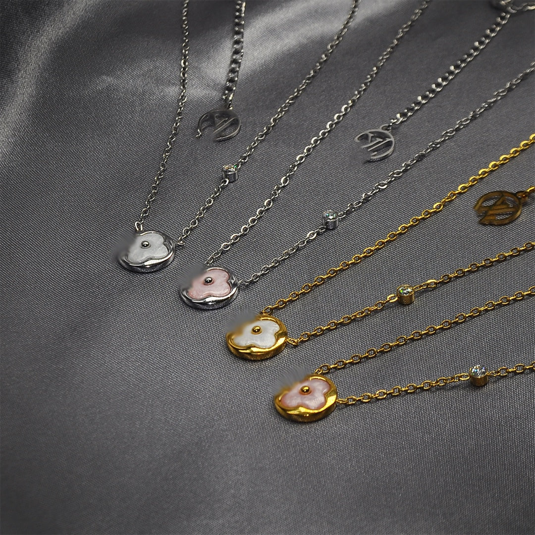 Domed Mother of Pearl Monogram Necklace - Image 6