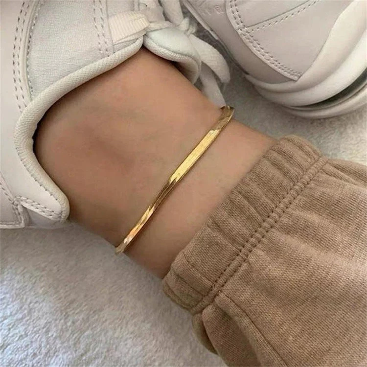 GIA GOLD HERRINGBONE ANKLET - Image 5