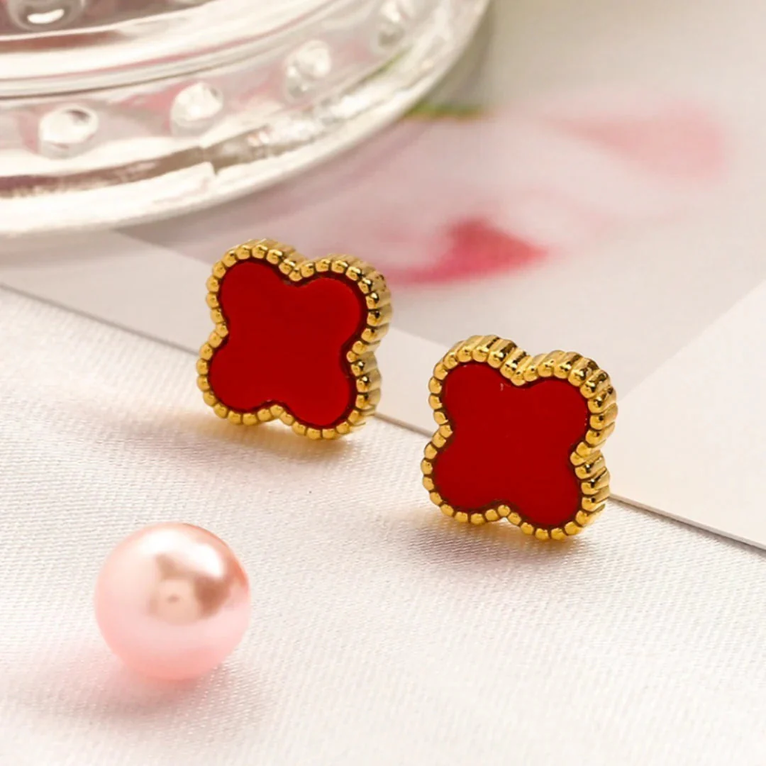 CLOVER EARRINGS | RED GOLD - Image 2