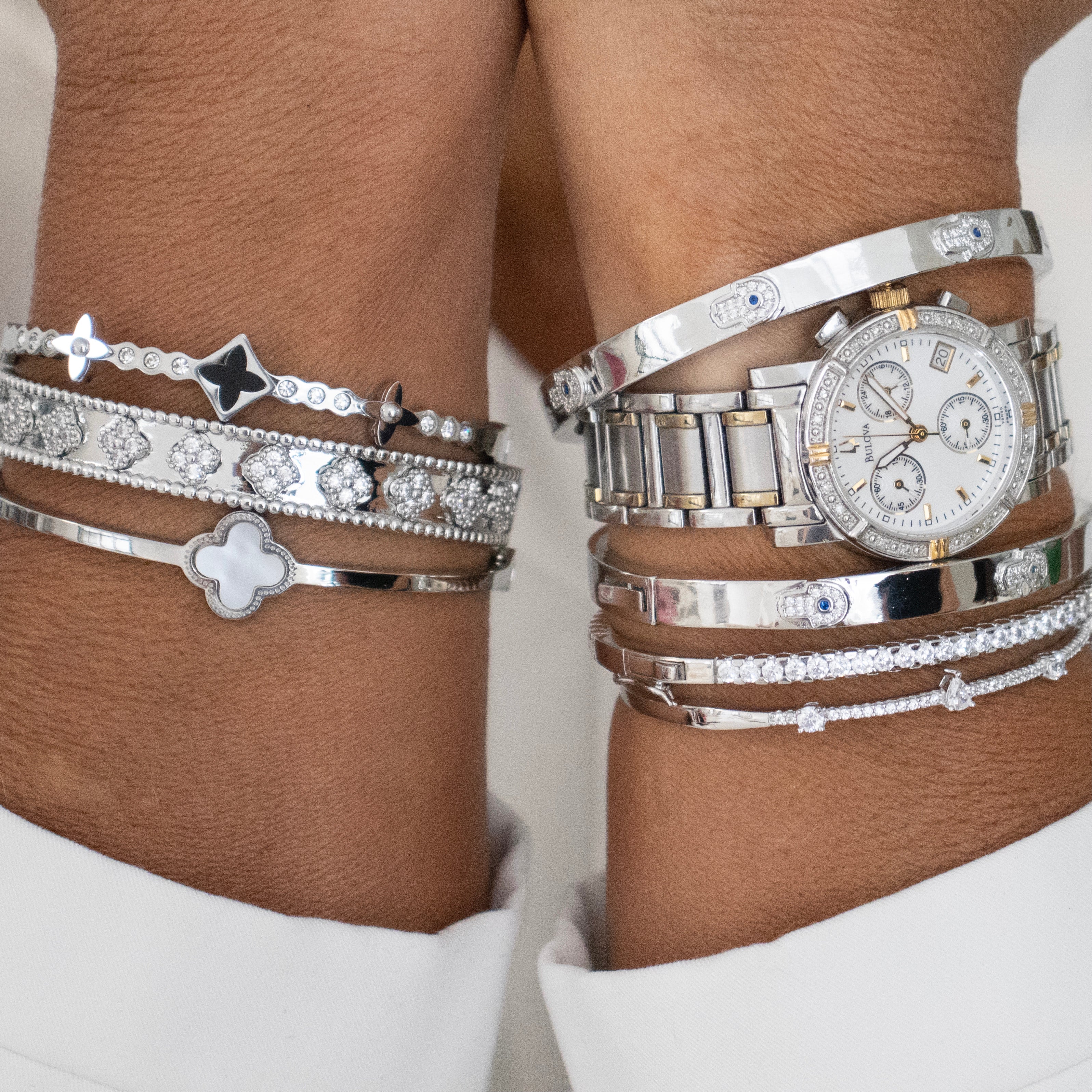 MOTHER OF PEARL CLOVER BANGLE - Image 8