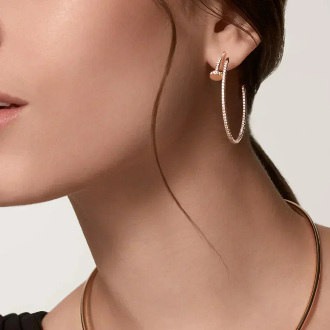 NAIL EARRINGS DIAMONDS | ROSÉGOLD - Image 2