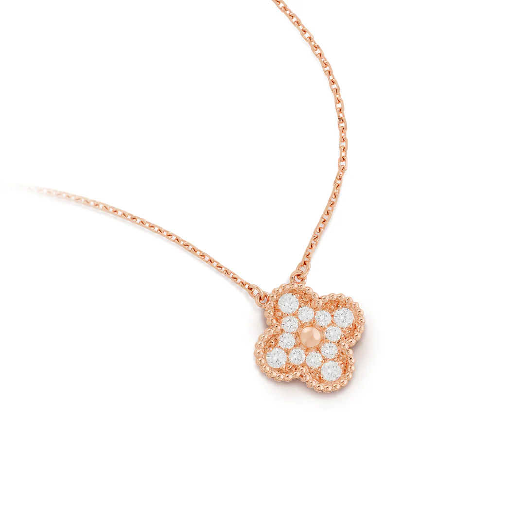 CLOVER DIAMOND NECKLACE | ROSE GOLD - Image 4