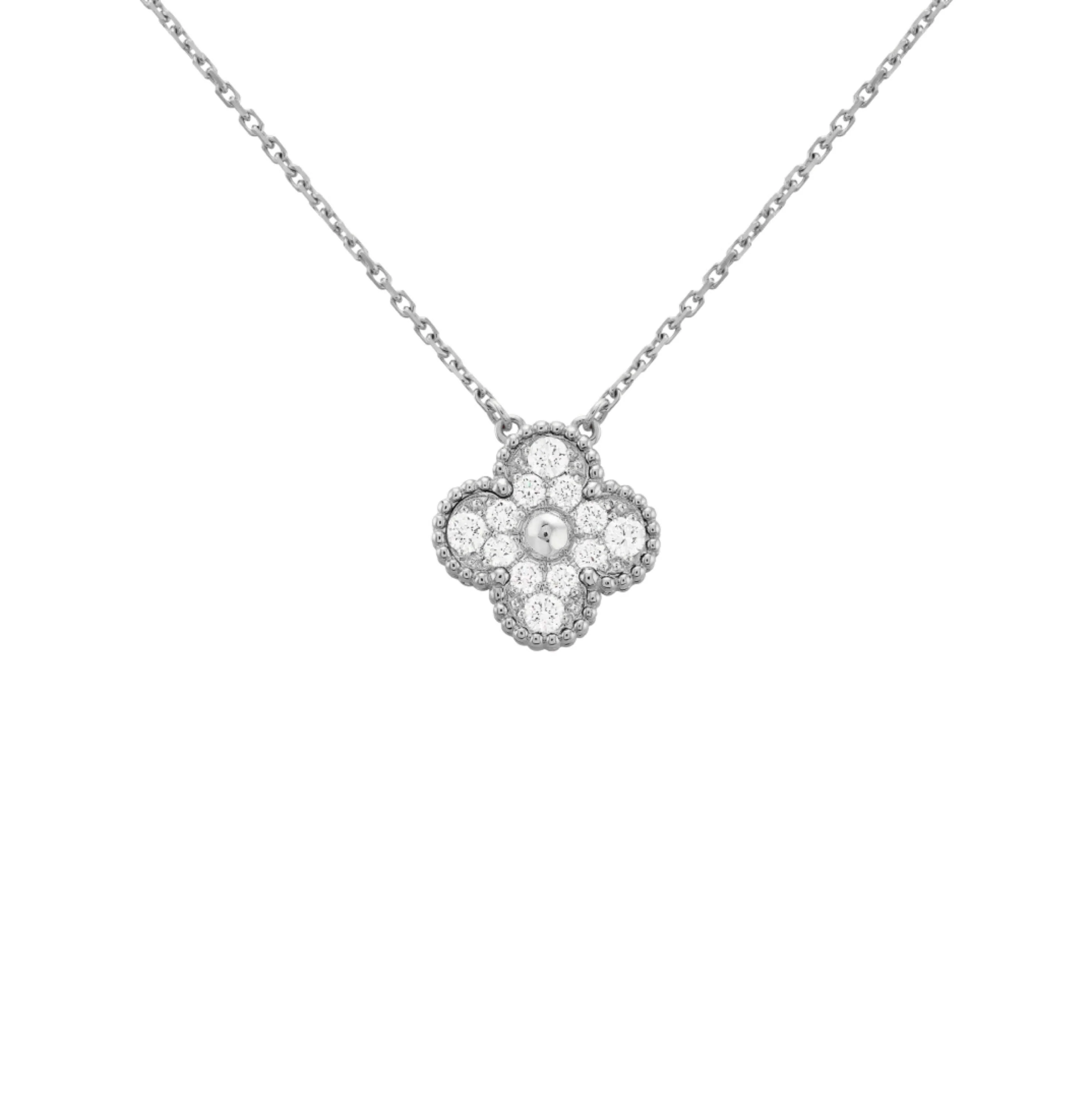 CLOVER DIAMOND NECKLACE | SILVER