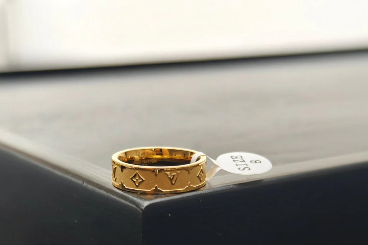 Tarnish-Free Monogram Titanium Ring - Image 3