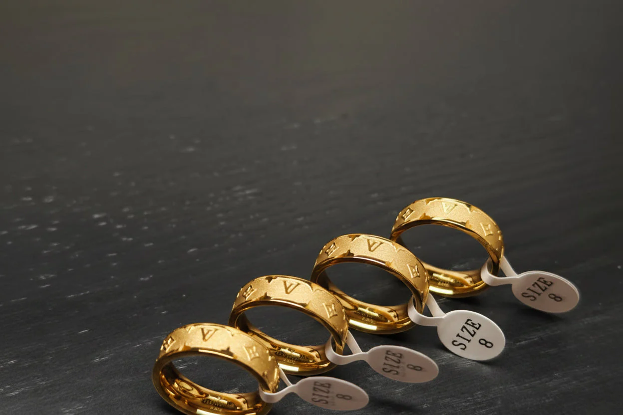 Tarnish-Free Monogram Titanium Ring - Image 4