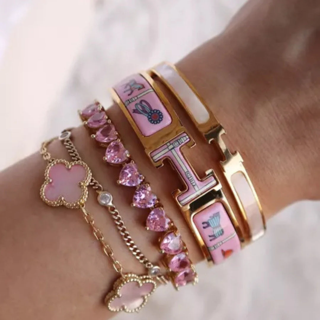 TENNIS BRACELET WITH ROSE HEART - Image 2