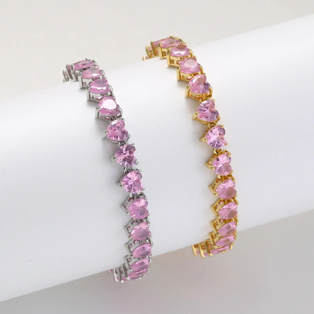 TENNIS BRACELET WITH ROSE HEART - Image 4