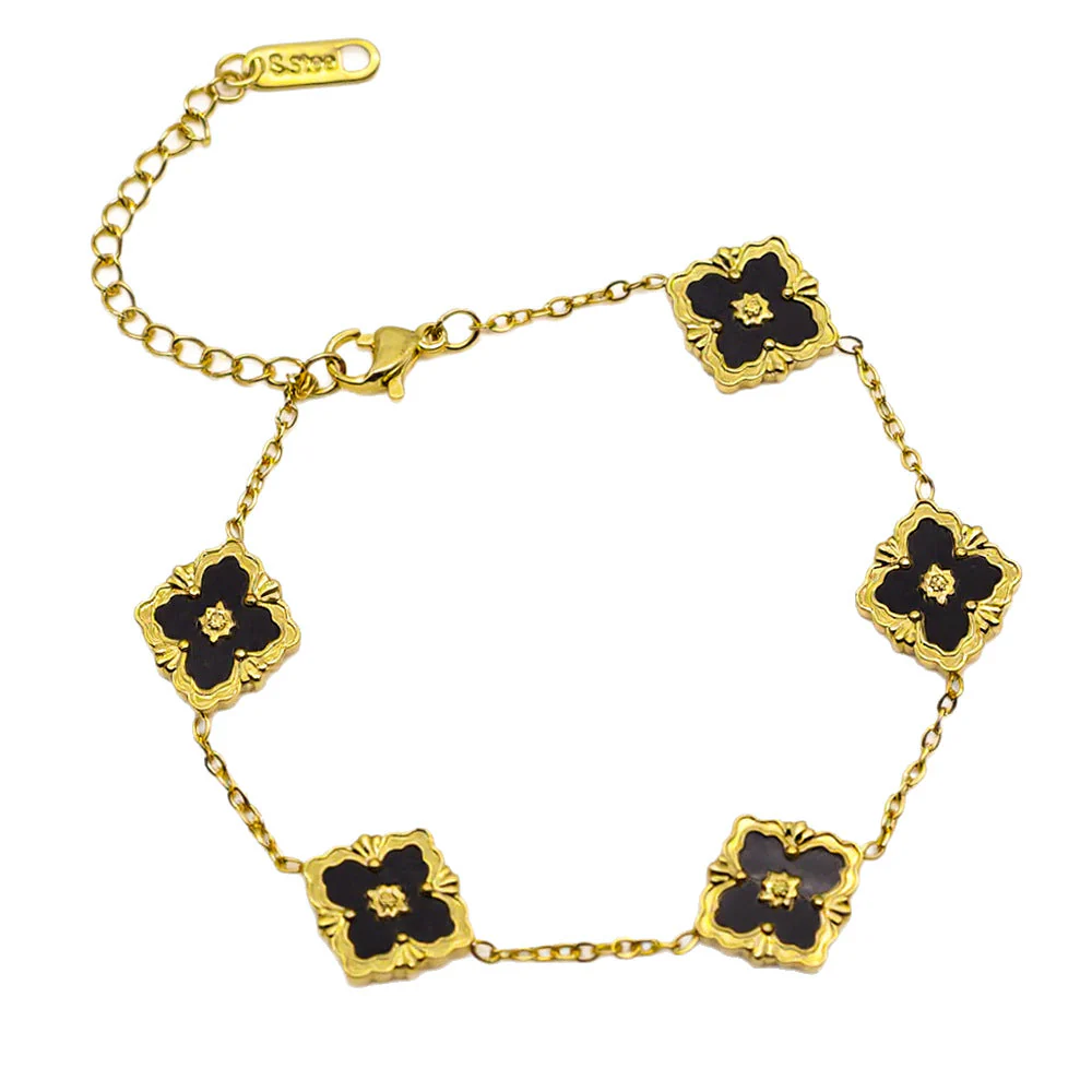 Vintage Enamel Quatrefoil Rhombus Bracelet - Image 6