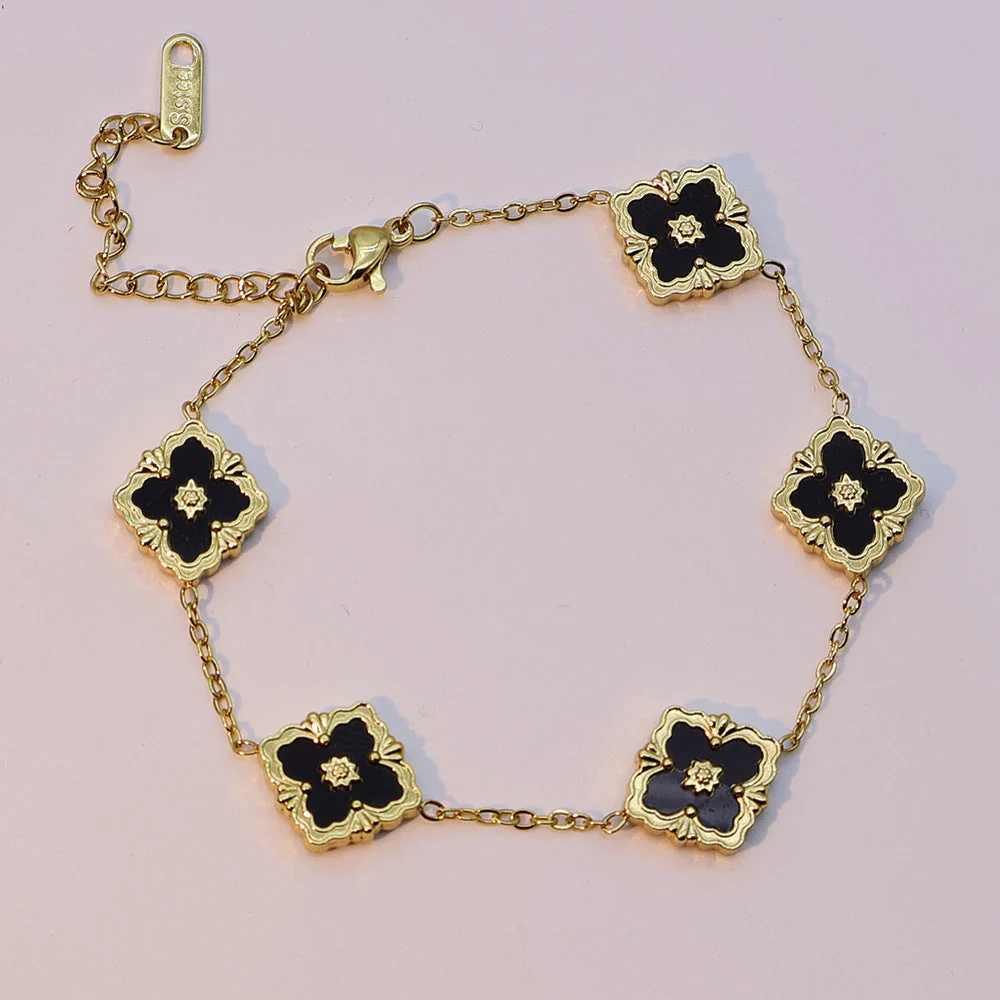Vintage Enamel Quatrefoil Rhombus Bracelet - Image 7