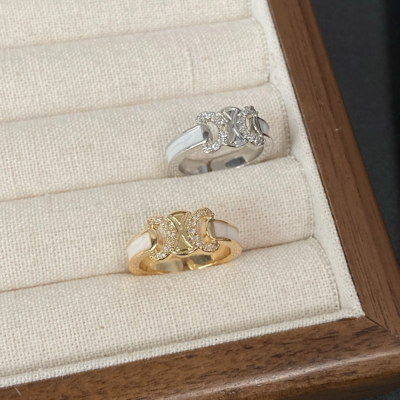 Vintage Enamel Triomphe Open Ring - Image 2