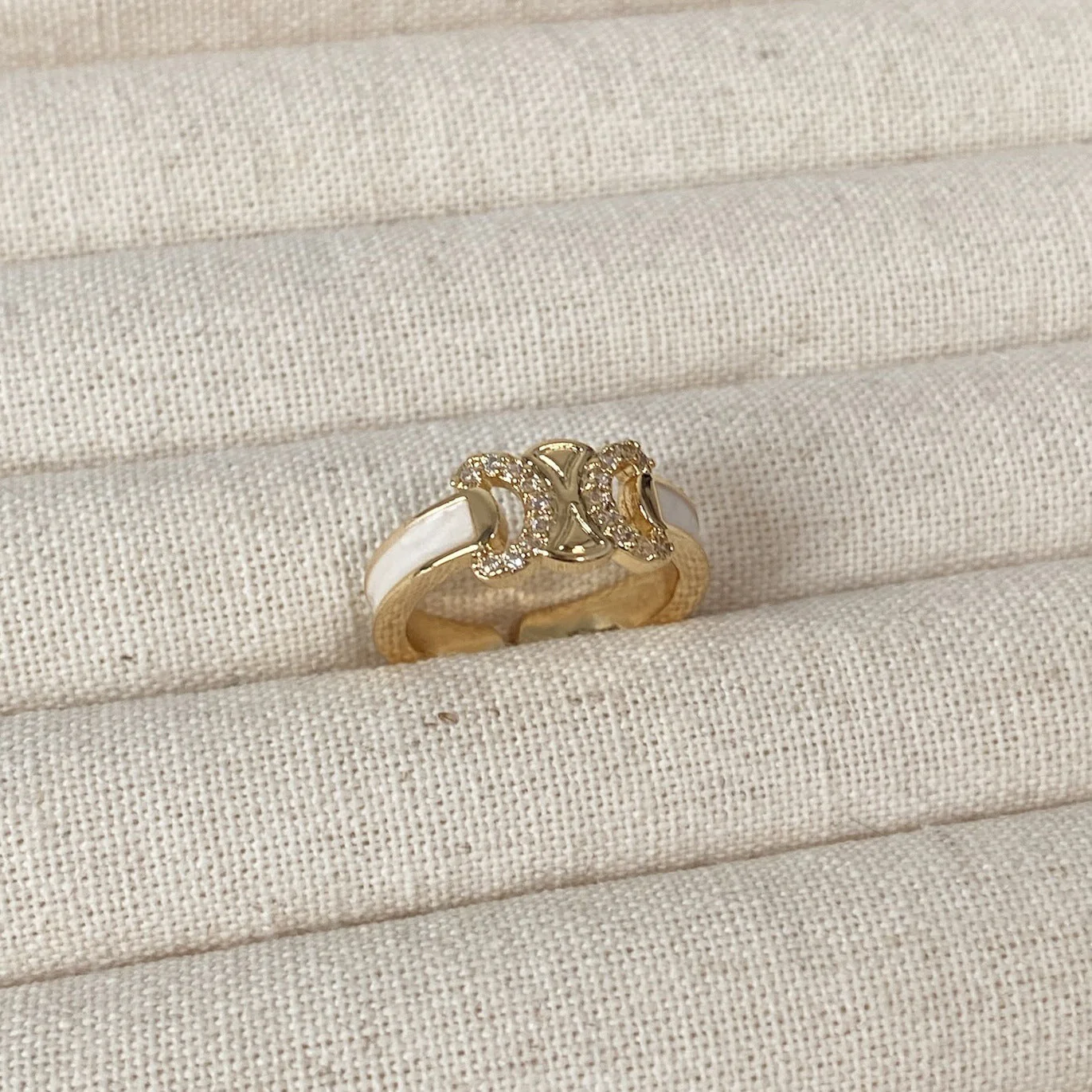 Vintage Enamel Triomphe Open Ring - Image 3