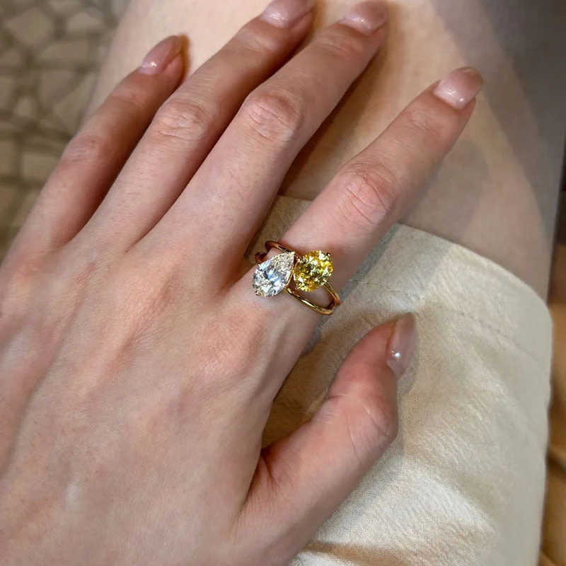 Vintage Two-Tone Pear Cut Butterfly Ring - Image 3