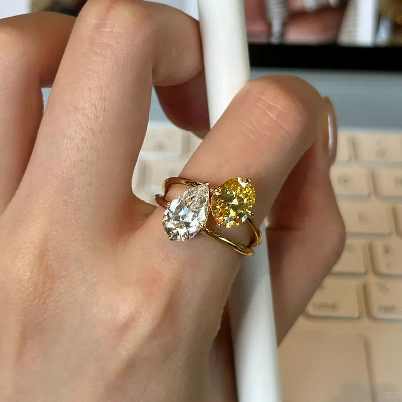 Vintage Two-Tone Pear Cut Butterfly Ring - Image 4